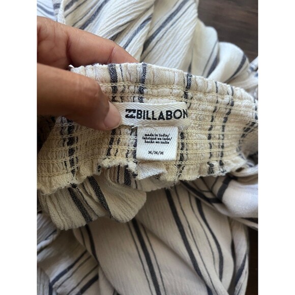 Billabong Ivory Blue Striped Wide Leg Split Seam Pool Beach CoverUp Pants M - Picture 8 of 8